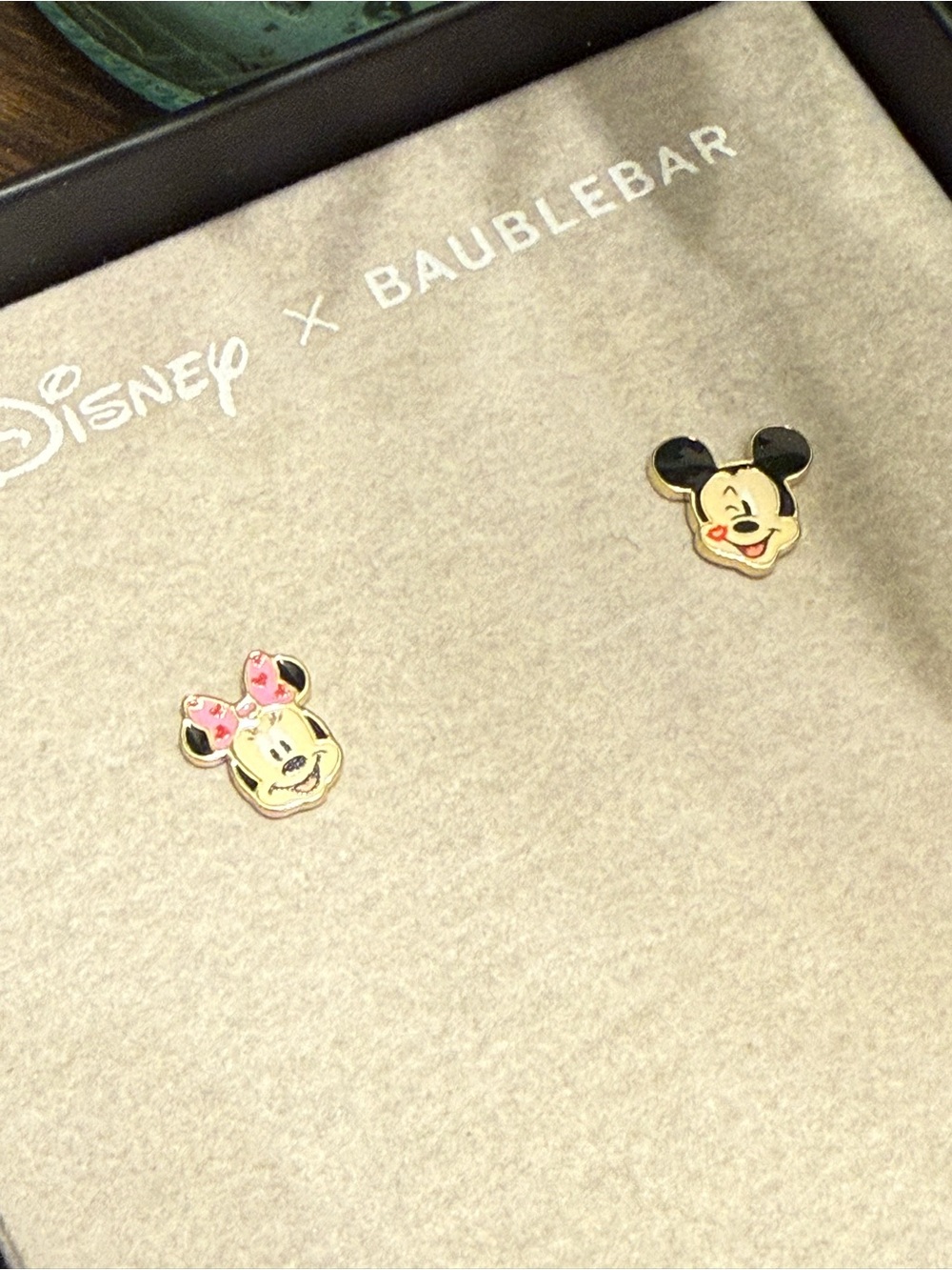 BaubleBar Disney Minnie & Mickey Enamel Stud Earrings - Pink & Black